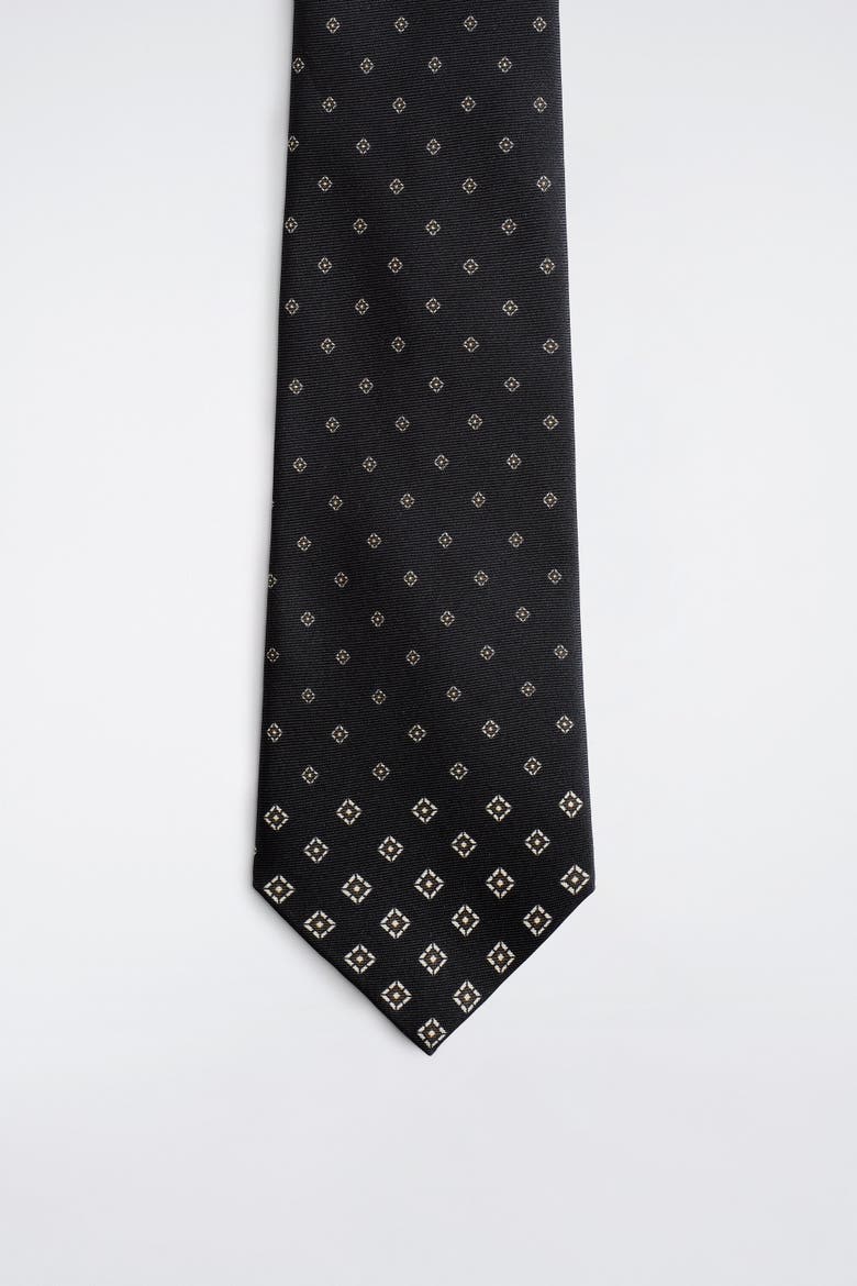 Silk-foulard Tie, Main, color, NAVY / PATTERNED