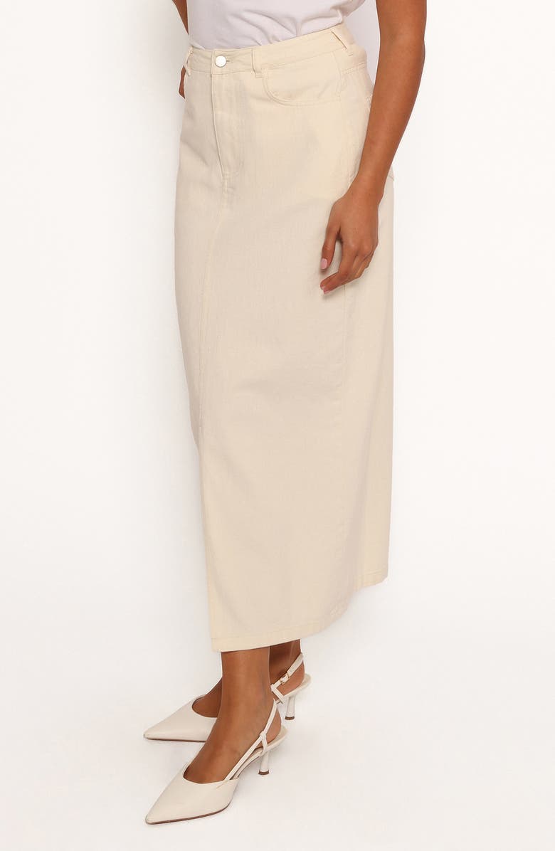 Petal & Pup Kellen Slit Front Cotton Corduroy Maxi Skirt, Alternate, color, Cream