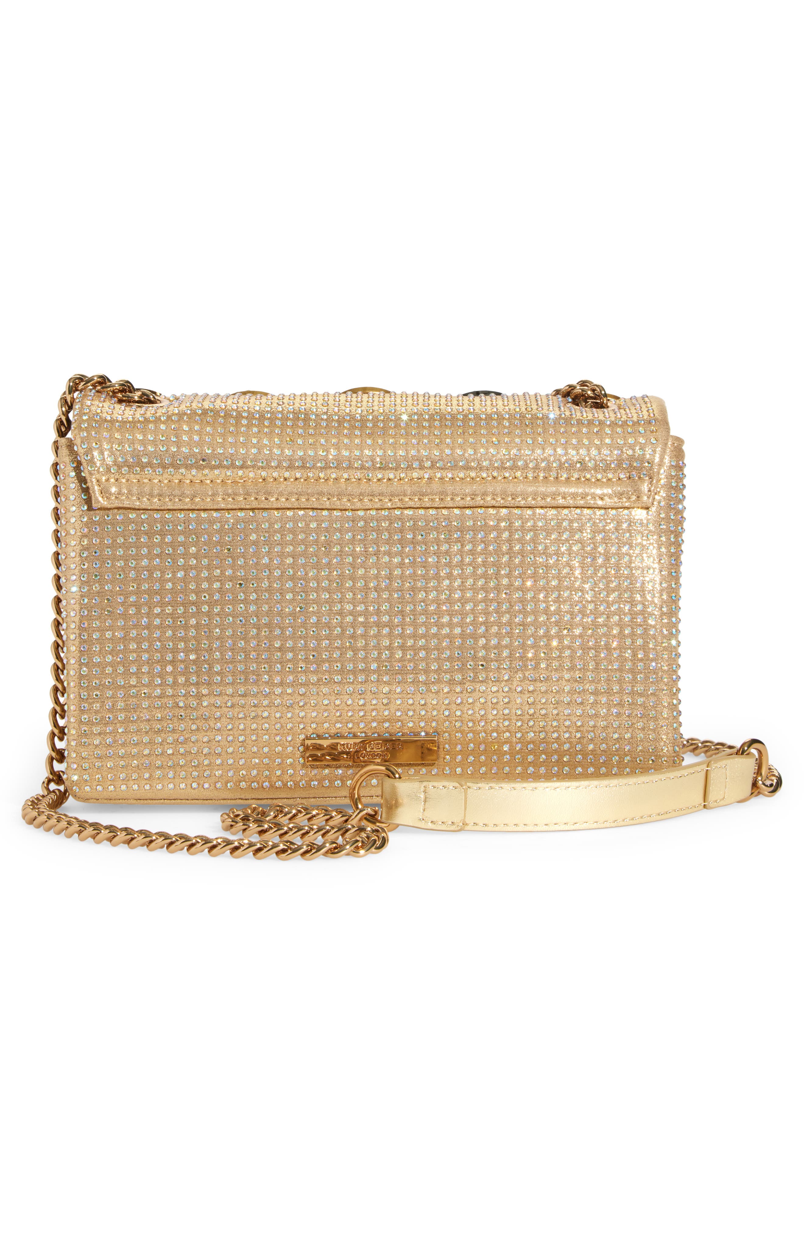 Kurt Geiger London Medium Kensington Octavia Crystal Leather Convertible Crossbody Bag, Alternate, color, Gold Multi
