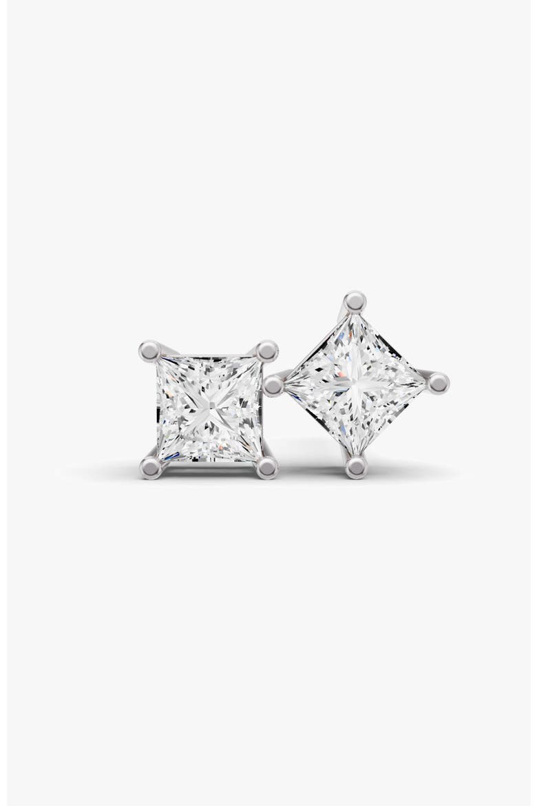 14K Gold Studs 0.75 ct Earrings Princess Solitaire, Main, color, White Gold