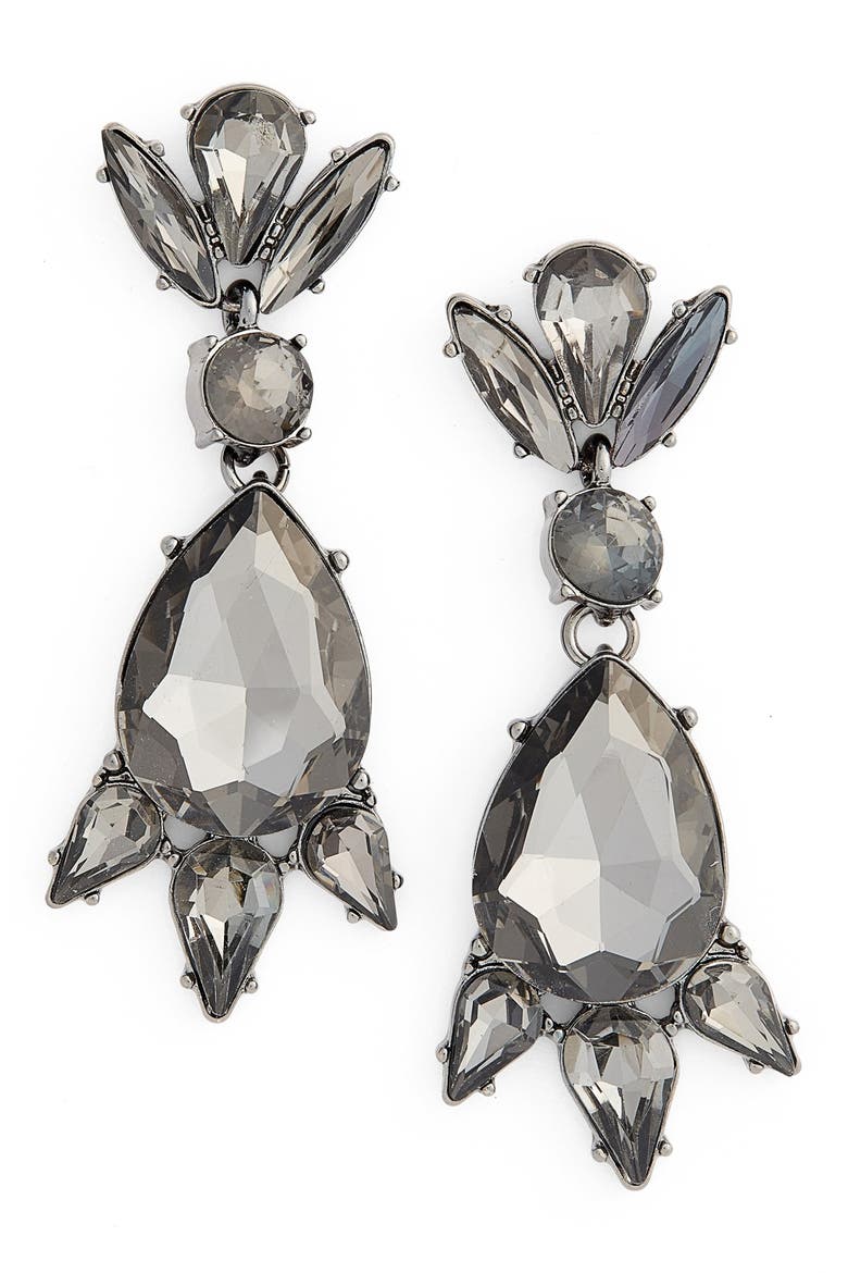 Crystal Teardrop Statement Earrings, Main, color, HEM/ BK DIAMOND