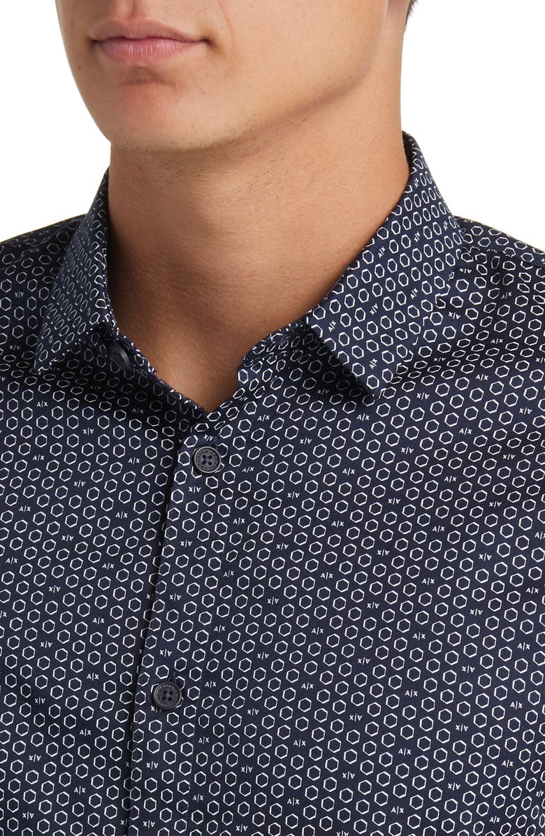 Armani Exchange Hexagon Cotton Button-Up Shirt, Alternate, color,