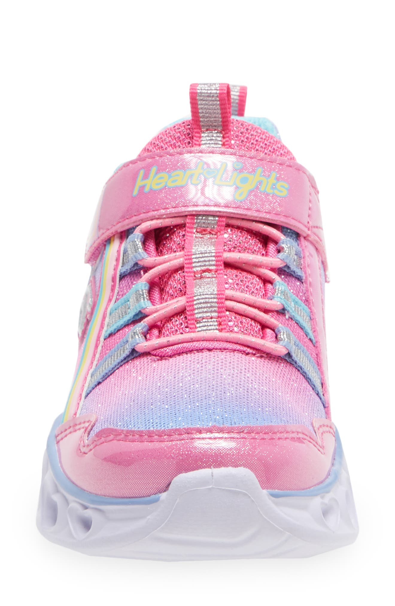 Heart Lights Rainbow Light-Up Sneaker, Alternate, color, PINK METALLIC