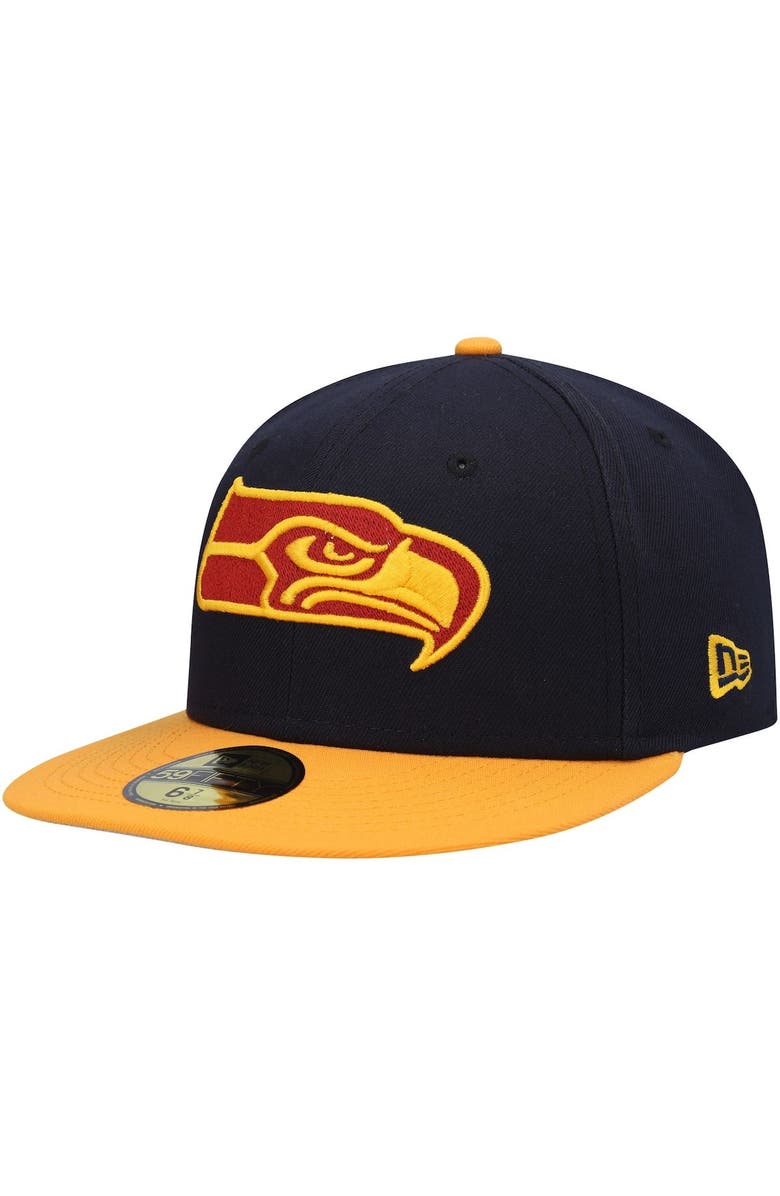 New Era Men's New Era Navy/Gold Seattle Seahawks 40th Season 59FIFTY Fitted Hat, Alternate, color,