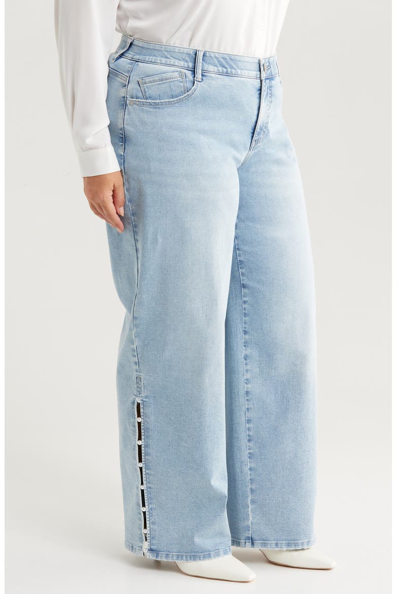 Sam 'Ab'Solution Side Slit High Waist Wide Leg Jeans, Alternate, color, LIGHT BLUE ARTISANAL