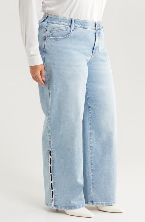 Wit & Wisdom Sam 'ab'solution Side Slit High Waist Wide Leg Jeans In Light Blue Artisanal