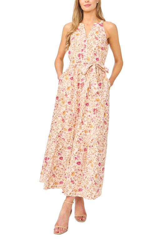 Halogenr Halogen(r) Floral Belted Tiered Button-up Maxi Dress In Multi