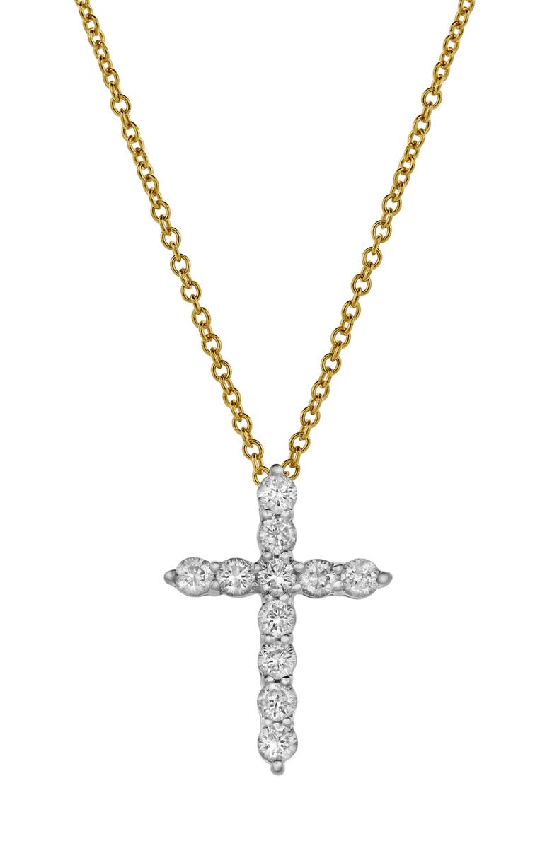 LuvMyJewelry Sacred Cross Diamond Pendant Necklace, Main, color, 