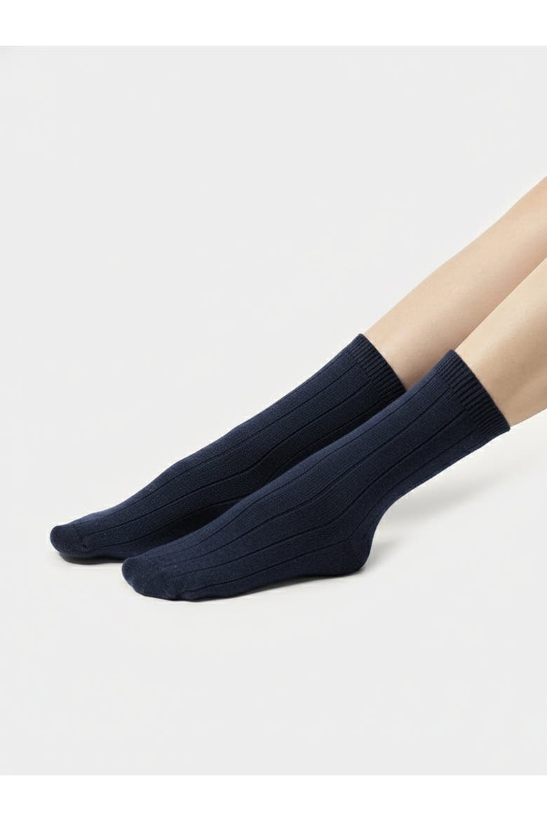 Trim Knit Bed Socks, Alternate, color, navy blazer