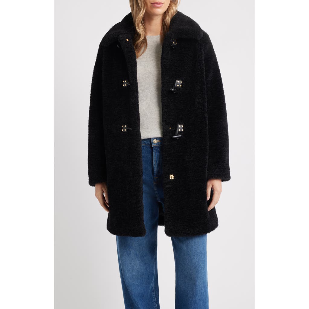 Sam Edelman Faux Fur Toggle Coat In Black