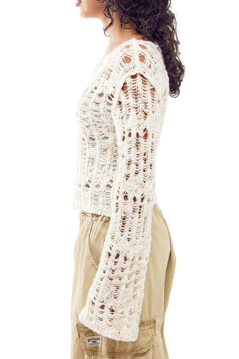 Laddered Flute Long Sleeve Sweater, Alternate, color, ECRU