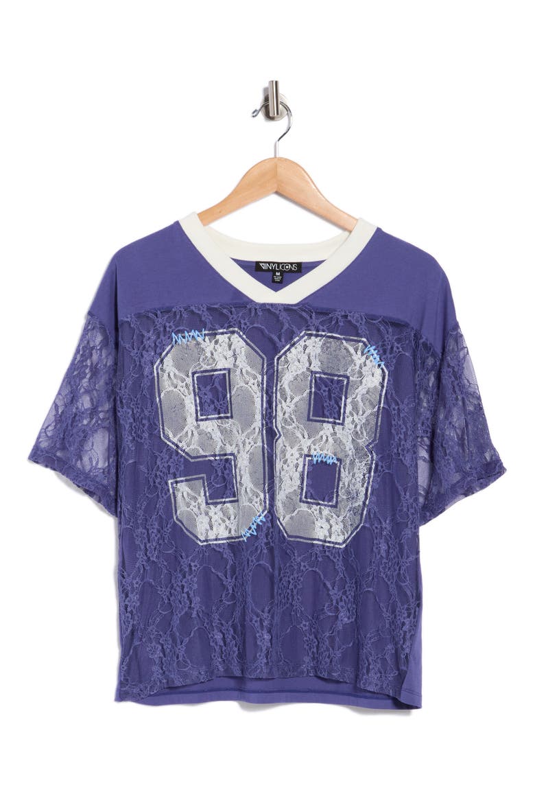 98 Lace Football Tee, Alternate, color, NAVY