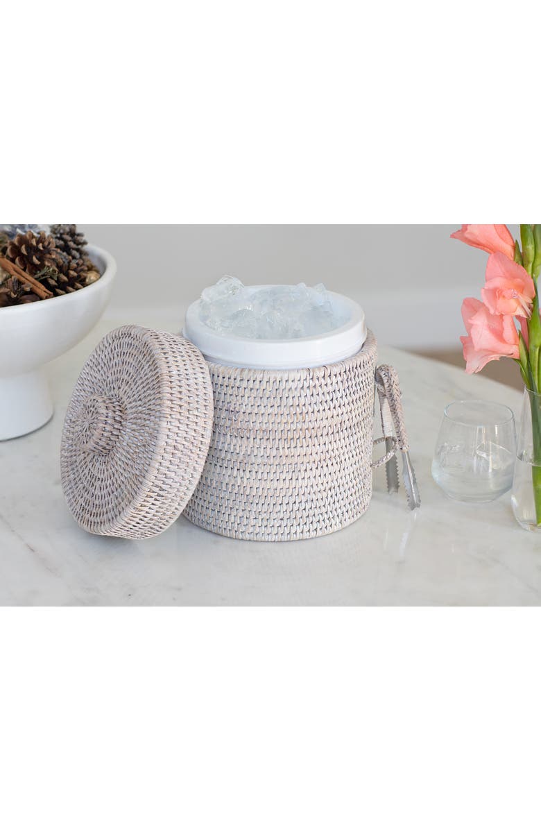 Artifacts Trading Company<sup>™</sup> Artifacts Rattan Ice Bucket with Tongs, Alternate, color, White Wash