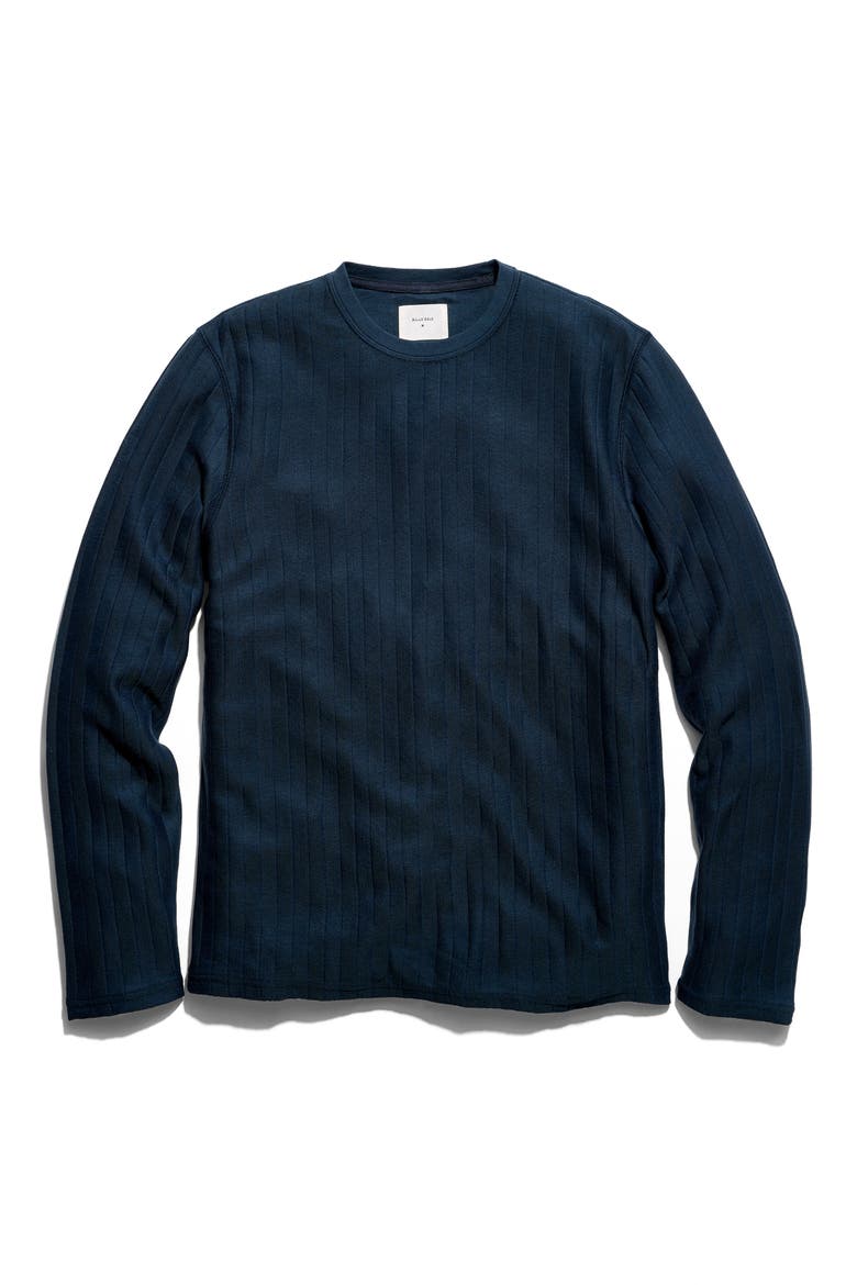 Herringbone Crewneck Long Sleeve T-Shirt, Main, color, CARBON BLUE
