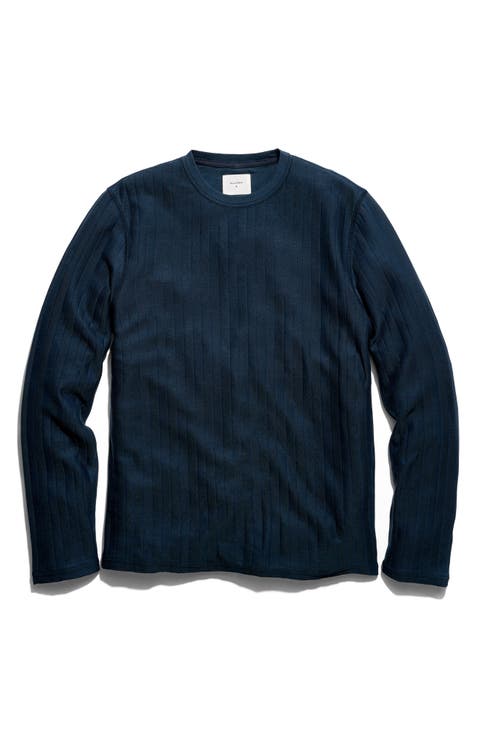Herringbone Crewneck Long Sleeve T-Shirt