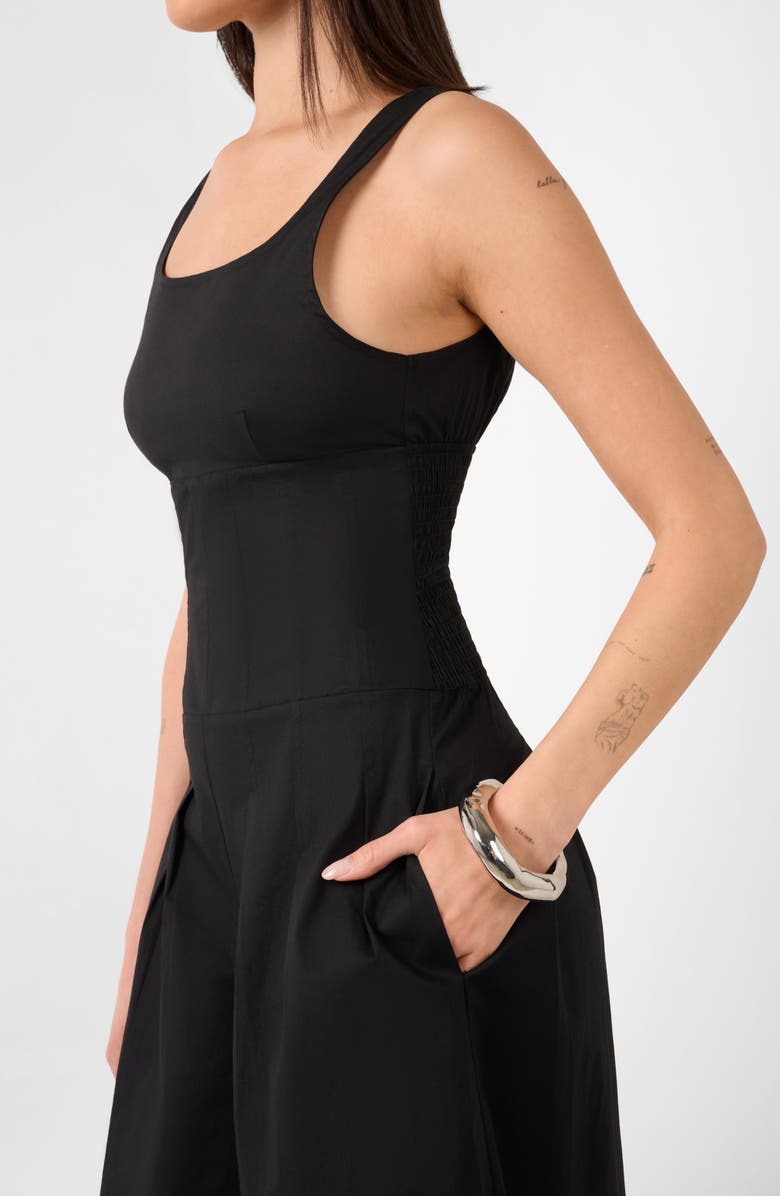 WeWoreWhat Pleated Wide Leg Jumpsuit, Alternate, color, Black