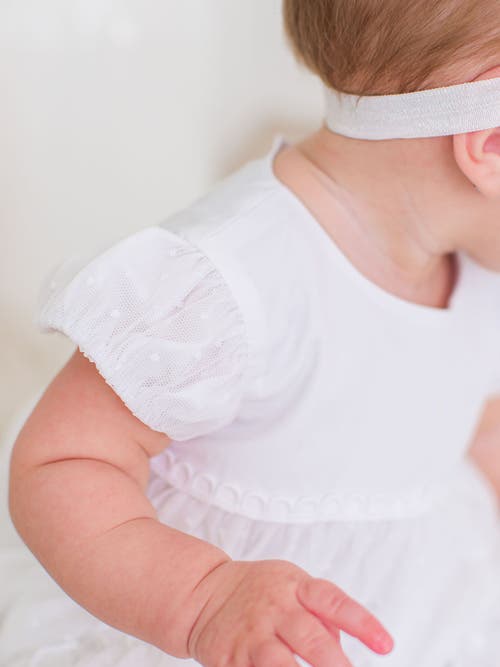 Rufflebutts Baby Girls Dotted Tulle Dress & Rufflebutt Set In White