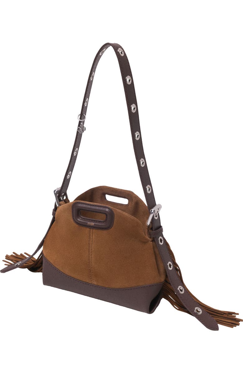 maje Leather and suede Miss M Mini bag, Alternate, color, Camel/Brown