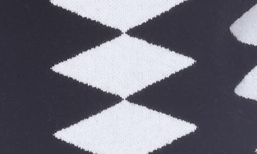 Rain And Rose Diamond Checker Mock Neck Sweater In Black