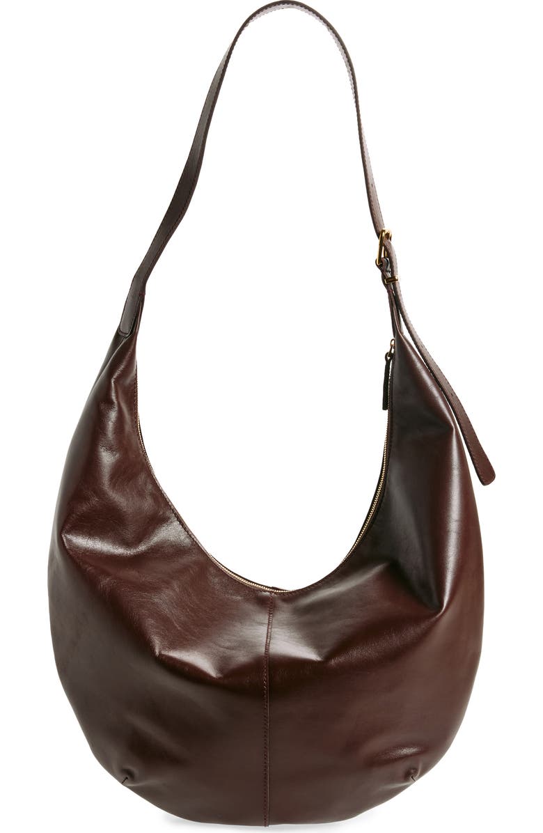 Madewell The Essential Curve Shoulder Bag, Main, color, Chocolate Raisin
