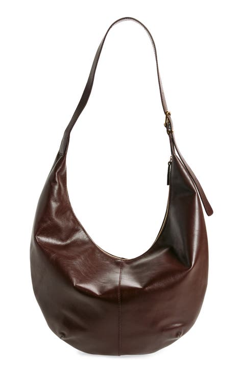 CEM Breaded Genuine Leather sold Women's Handbag Over The Shoulder Style Dark Brown