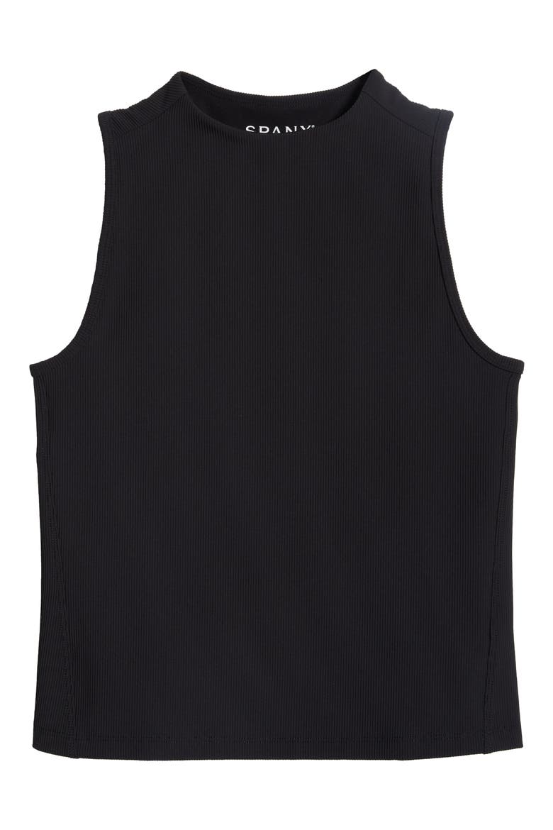 Contour Rib Mock Neck Tank, Alternate, color, VERY BLACK