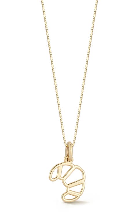 14K Gold Croissant Pendant Necklace