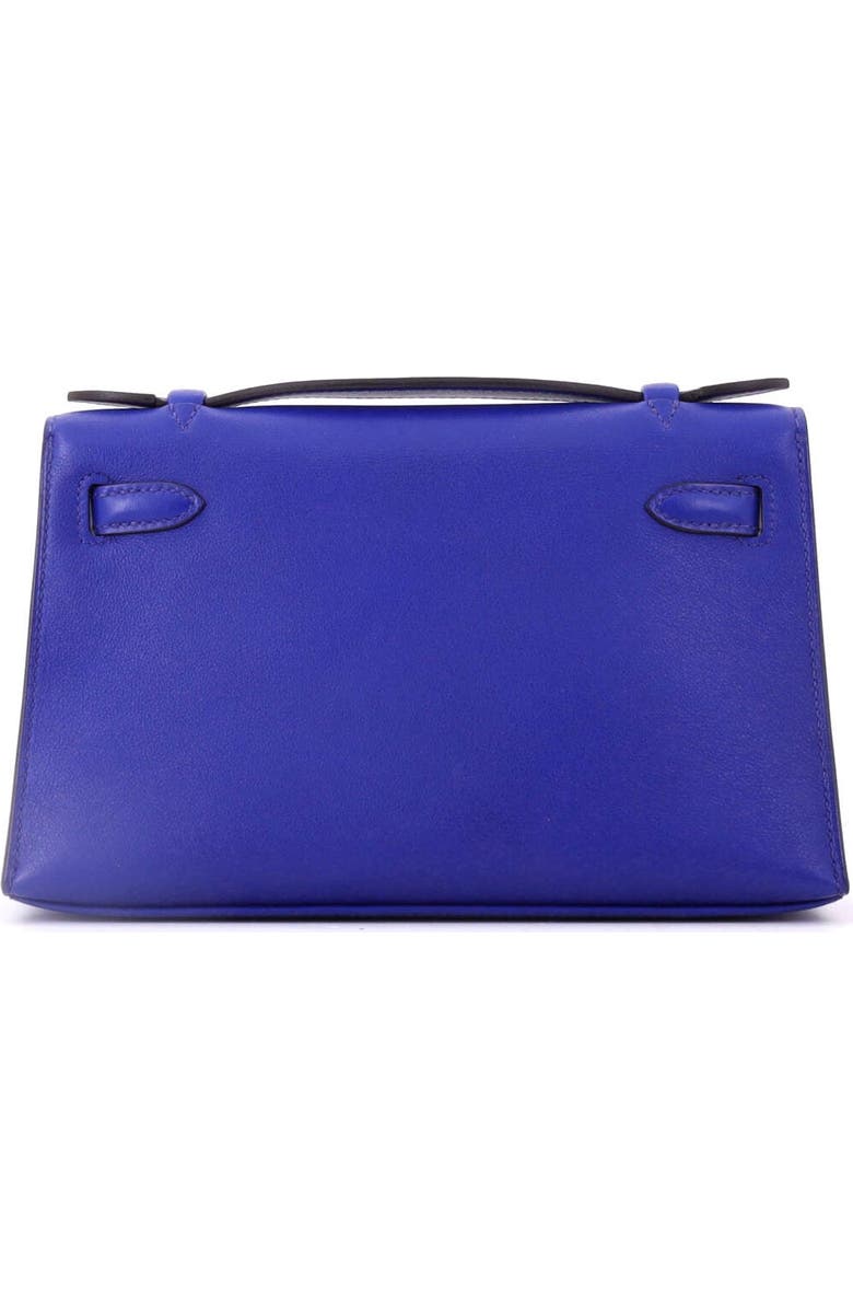 Pre-Owned Hermes Kelly Pochette Swift, Alternate, color, Bleu Electrique