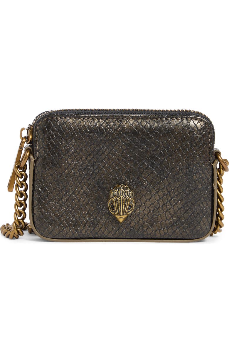 Kurt Geiger London Micro Kensington Faux Leather Camera Bag, Main, color, Bronze