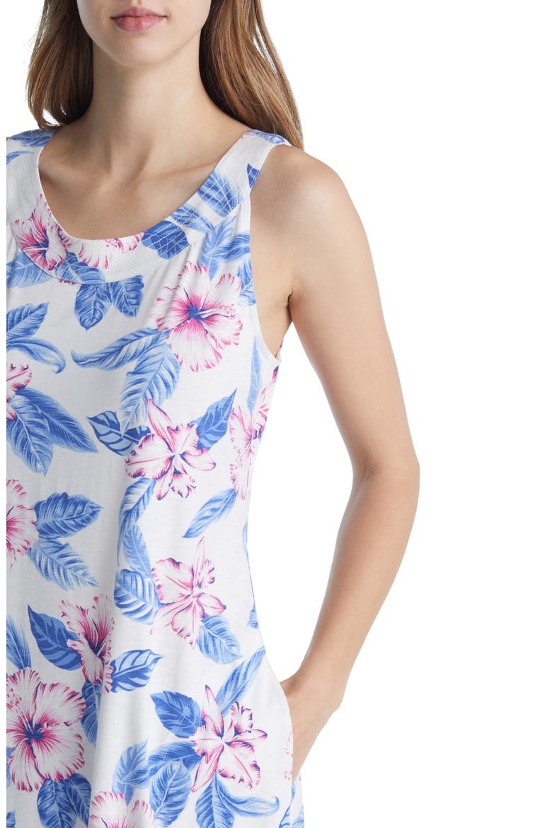 Tropical Blooms Cotton Blend Sheath Dress, Alternate, color, COCONUT