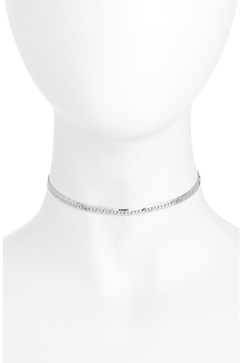 Sicily Herringbone Chain Choker, Main, color, SILVER