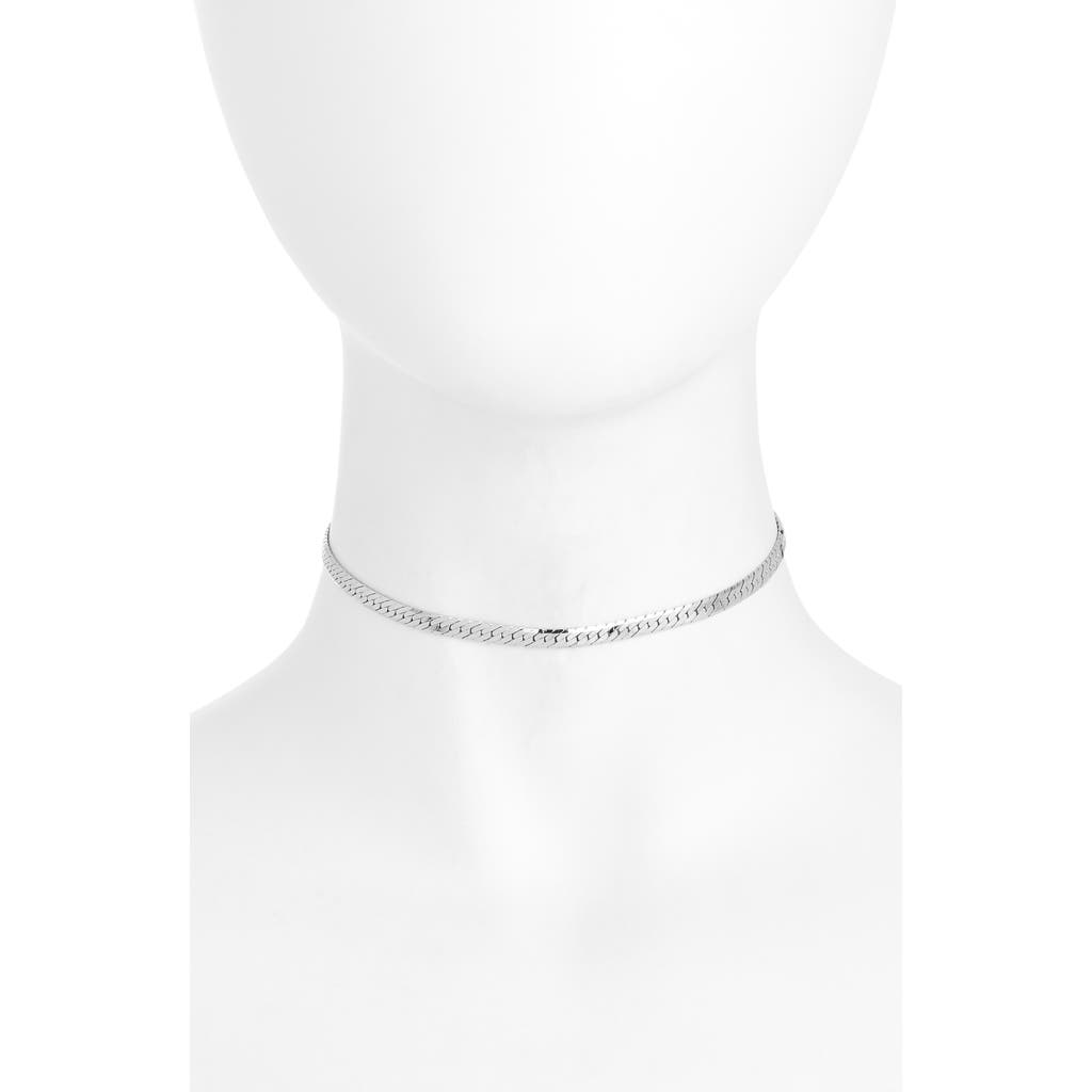 Child Of Wild Sicily Herringbone Chain Choker In Silver