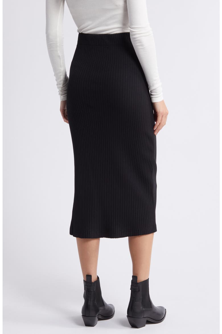 Angie Side Slit Rib Midi Skirt, Alternate, color, TRUE BLACK