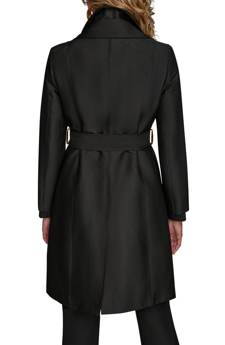 Donna Karan New York Double Collar Cotton Blend Trench Coat, Alternate, color, Black