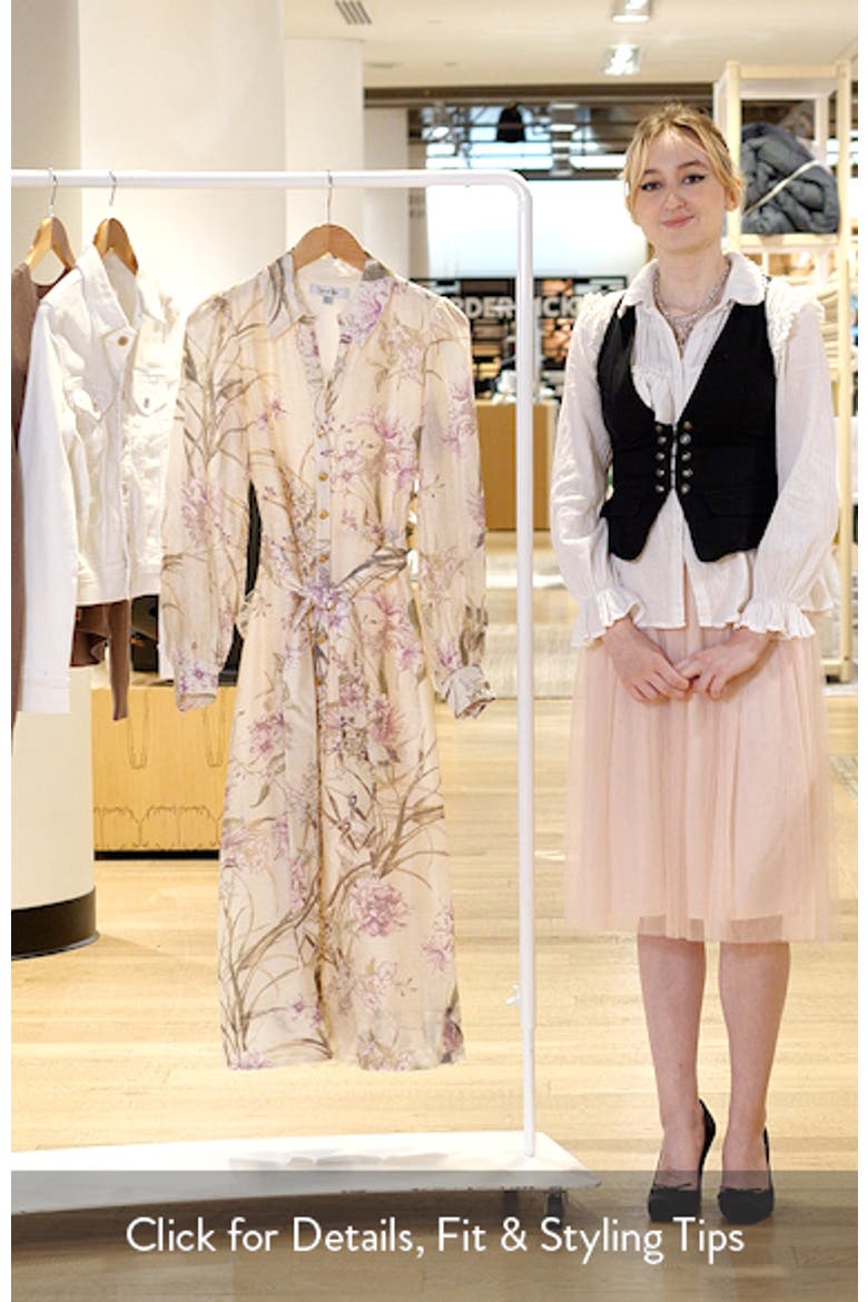 Hazel Long Sleeve Floral Print Midi Shirtdress video