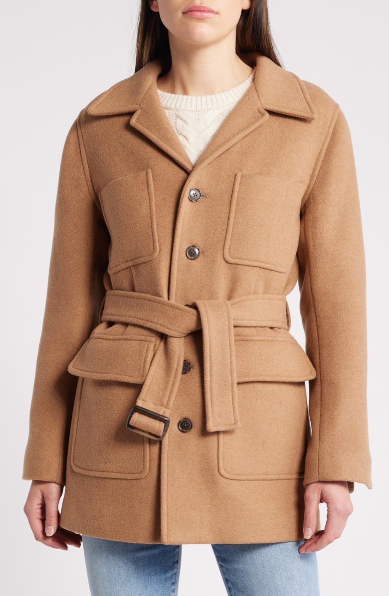 FRAME Melton Belted Safari Jacket, Alternate, color,