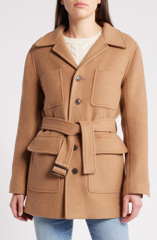 Frame Melton Safari Jacket In Light Camel