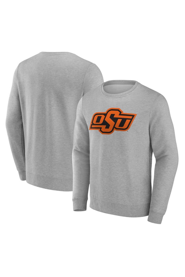 Men's Fanatics Heather Gray Oklahoma State Cowboys Applique Fleece Pullover Sweatshirt, Alternate, color, Heather Gray