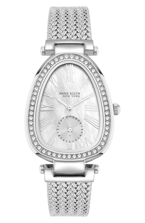 Crystal Mesh Strap Bracelet Watch, 28mm x 40.5mm