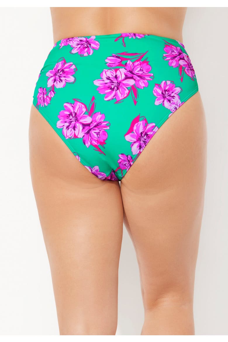 Side Shirred High Waist Swim Brief, Alternate, color, Bali Floral
