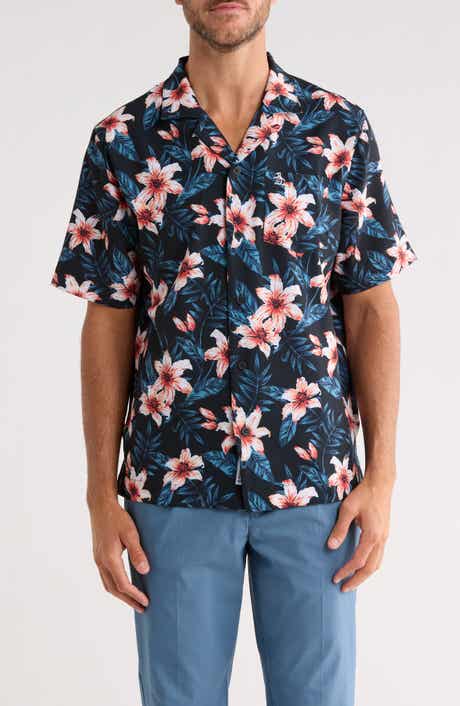 Original Penguin Hibiscus Print Seersucker Camp Shirt