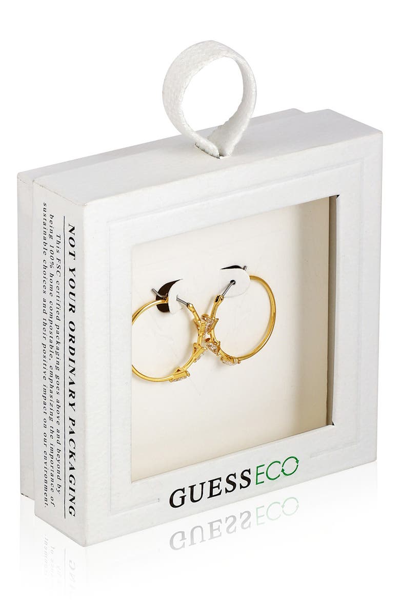 GUESS Cubic Zirconia Triangle Hoop Earrings, Alternate, color, Goldtone