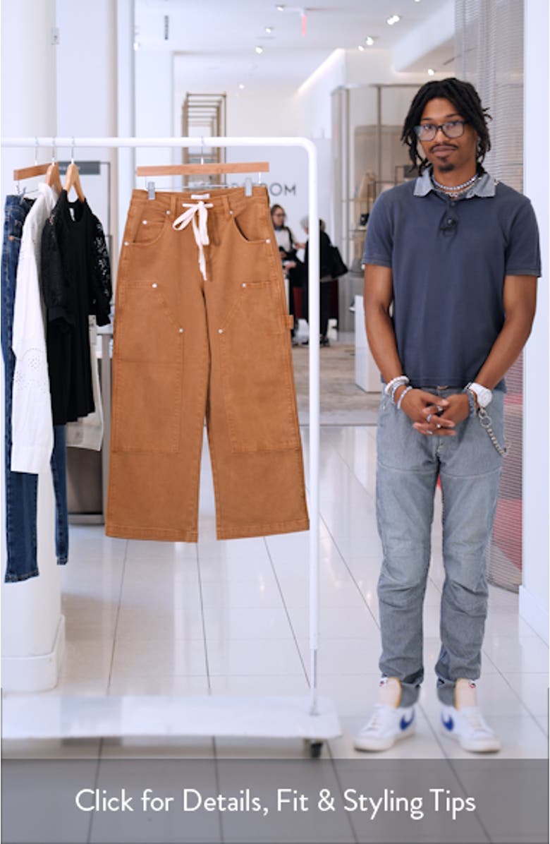 Drawstring Waist Crop Carpenter Pants, sales video thumbnail