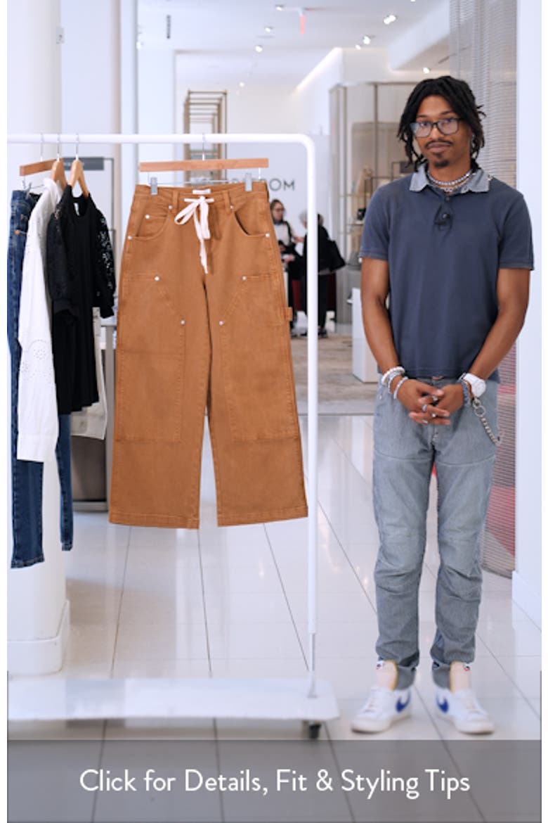 Drawstring Waist Crop Carpenter Pants video