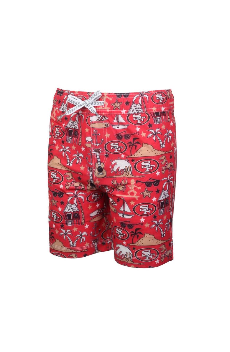Wes & Willy Youth Wes & Willy Scarlet San Francisco 49ers Luau Swim Trunks, Alternate, color, Scarlet