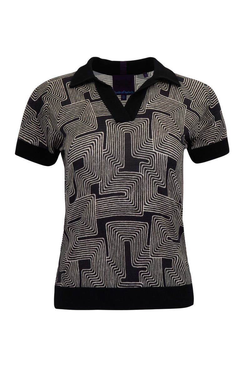 Inter Twine Womens Merino Silk Cashmere Polo, Alternate, color, INTER TWINE BLACK