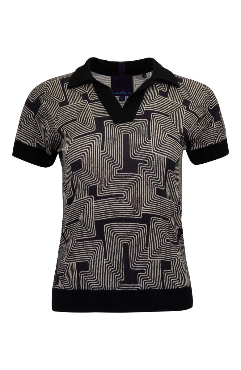 Lords of Harlech Inter Twine Womens Merino Silk Cashmere Polo, Alternate, color, Inter Twine Black