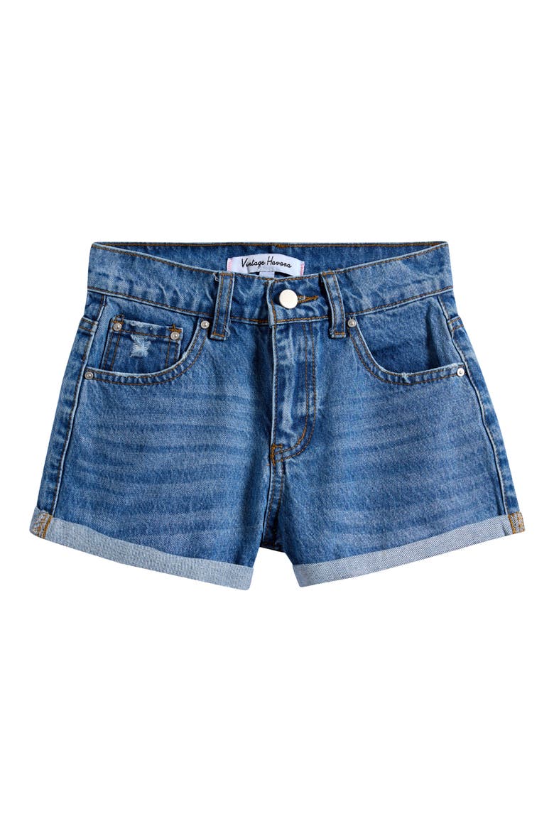 Kids' Roll Cuff Denim Shorts, Main, color, MEDIUM WASH