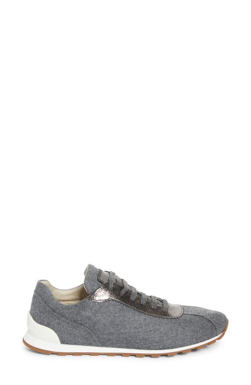 Brunello Cucinelli Mixed Media Runner Sneaker In Gray