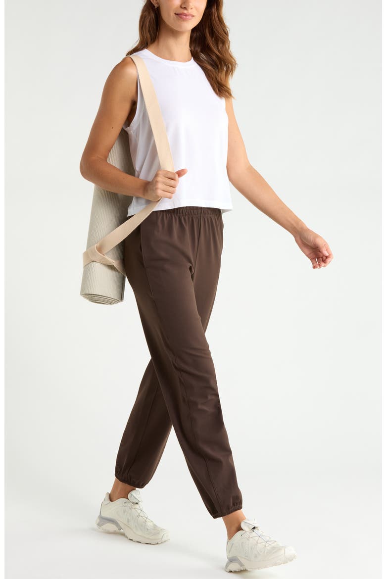 Zen Mid Rise Joggers, Alternate, color, BROWN MOLE